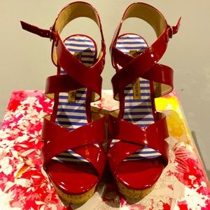 Worn once, Red Patant Sandals 8.5